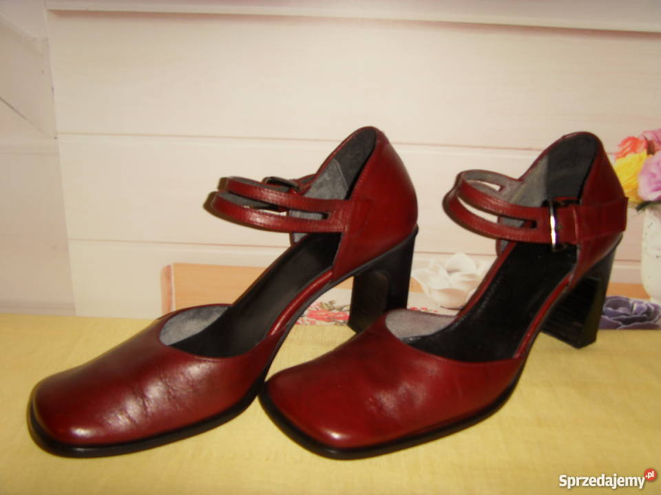 PÓŁBUTY DAMSKIE SKÓRZANE BORDOWE ROZMIAR 40 Wrocław