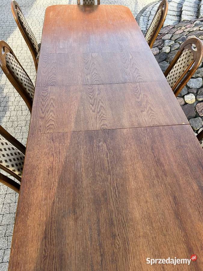 solidny stół dębowy z krzeslami Stoły lubuskie Kargowa sprzedam