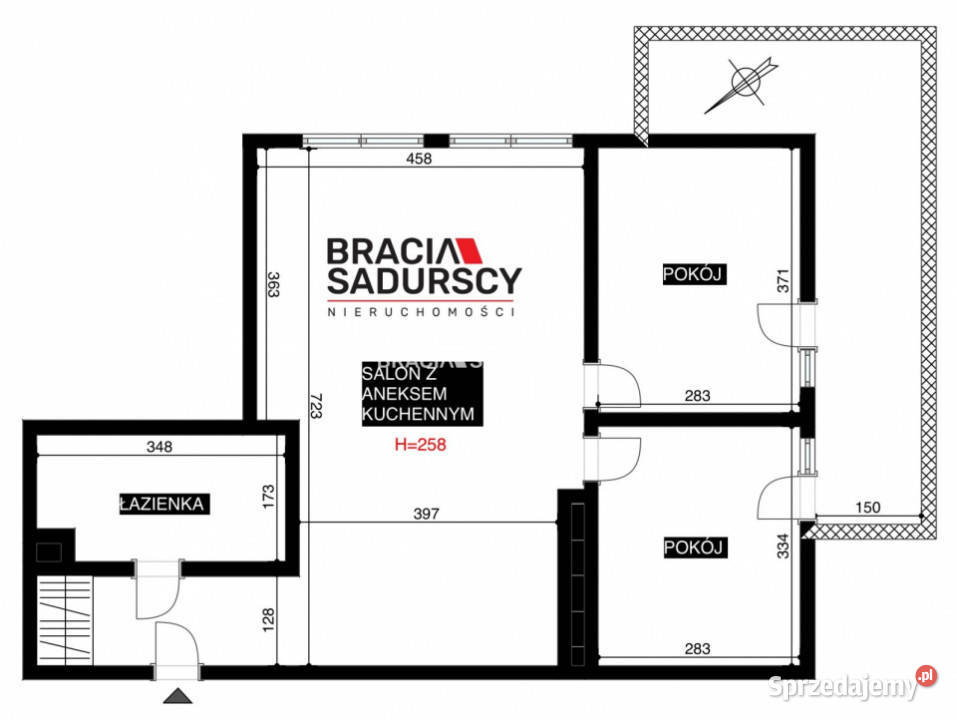Mieszkanie Kraków 619 metrów 3 pokoje Liczba pokoi 3 małopolskie