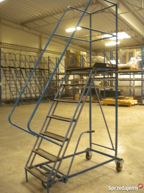 Drabiny magazynowe przejezdne firmy PROMAG Sady