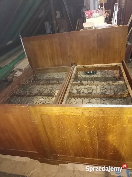 Łóżko małżeńskie drewniane antyk