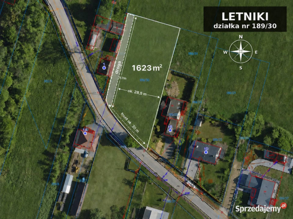 Działka 1623 m Letniki WZ media asfalt sklep i podlaskie