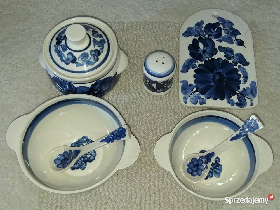 Fajansowy komplet z malunkiem ala Włocławek Ceramika i szkło Warszawa