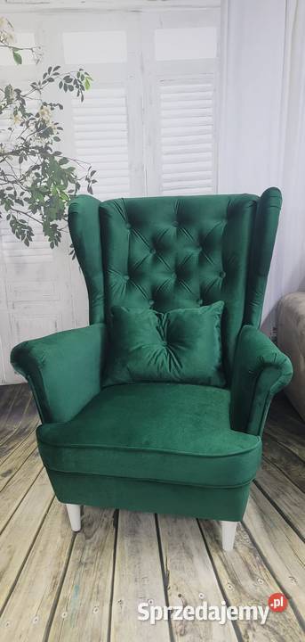 FOTEL USZAK tkanina Kronos butelkowa zieleń