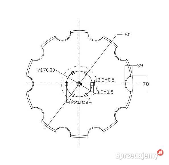 Talerz uzębiony zębaty AMA 560mm 6 otworowy pod Kamionna