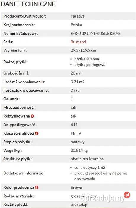 Kafle Pradyż duży rozmiar super parametry Chrząstawa Mała