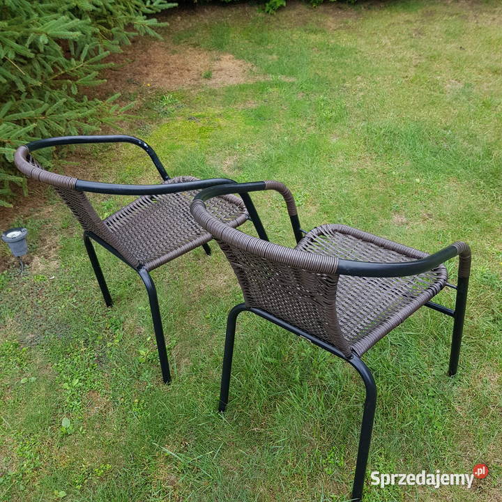Dwa krzesła ogrodowe balkonowe ratanowe okazja Lublin sprzedam