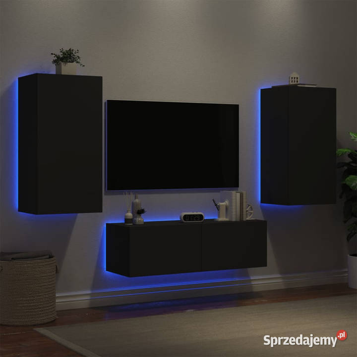 3cz zestaw mebli TV z oświetleniem LED czarny Warszawa sprzedam