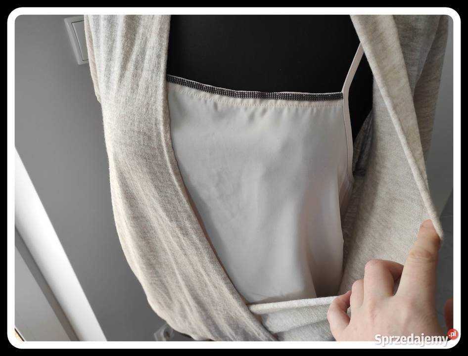 NEXT Bluzka wełna 55 narzutka top beżowe 42 XL Płock