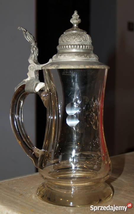 Przedwojenny szklany kufel małopolskie Tarnów