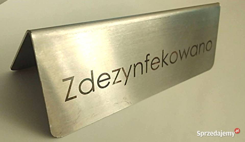 Nierdzewna tabliczka Zdezynfekowano Ekspozytor Gastronomia Rewal