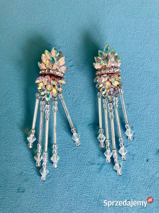 Nowe bajkowe kryształowe długie klipsy kolczyki