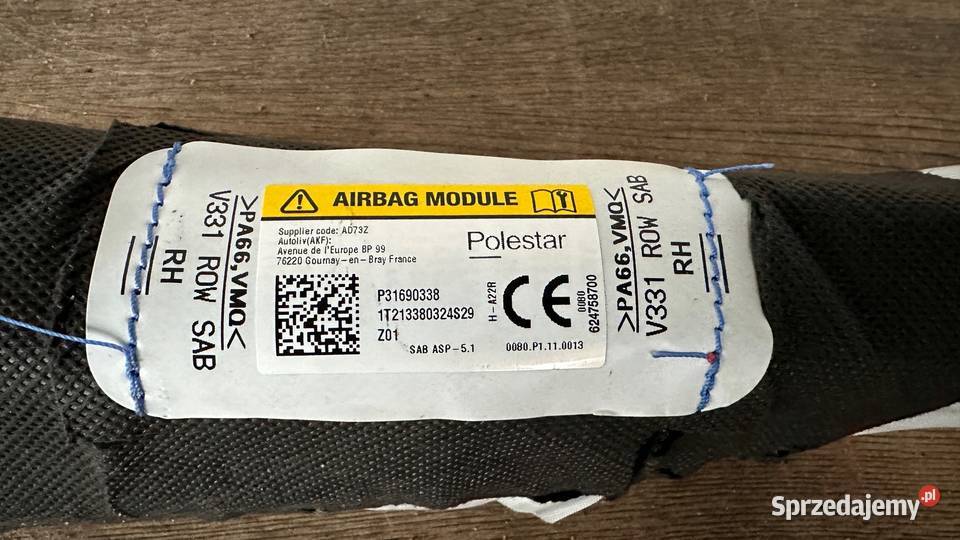 POLESTAR 2 XC40 PODUSZKA FOTELA PRAWA AIRBAG Pozostałe Gorzów Wielkopolski