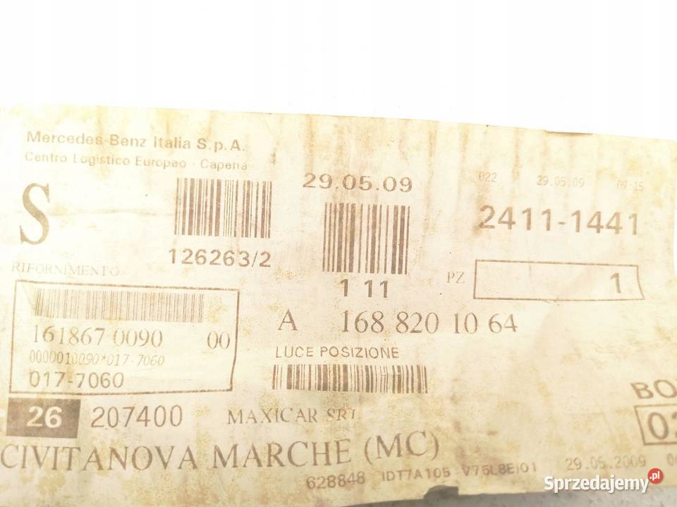 LAMPA PRAWY TYŁ MERCEDESBENZ A W168 9704 ORI OE osobowe