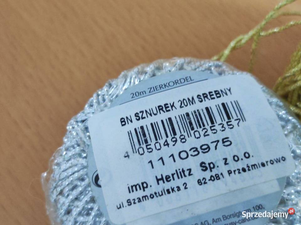 sznurek ozdobnynitka wstążka tasiemka srebrna