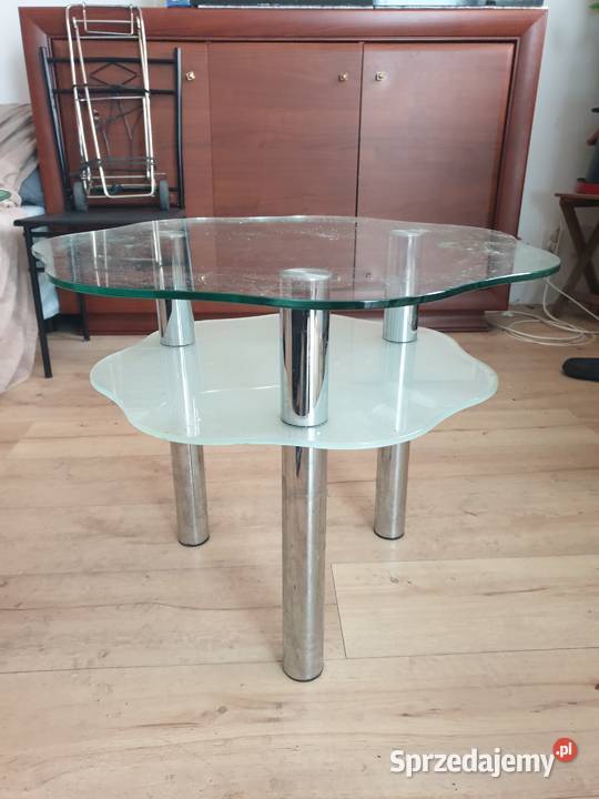 Szklany stolik kawowy stan Średnica 60 Wysokość 50cm Warszawa sprzedam