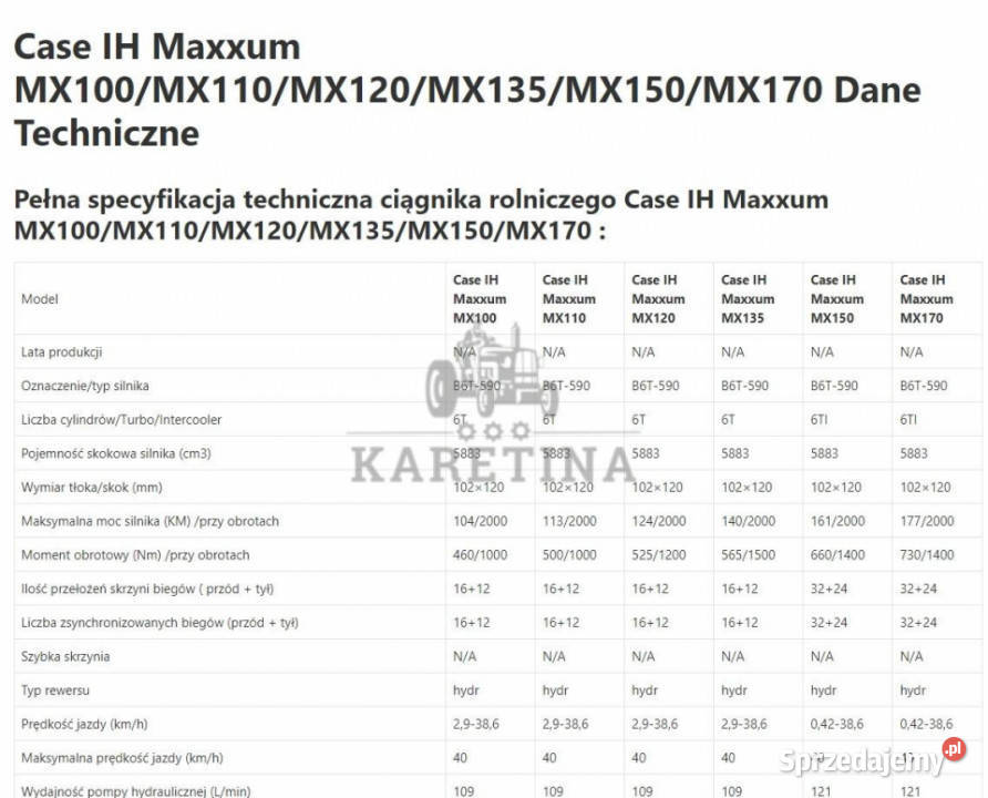 Case IH Maxxum MX 110 Zwolnica Zwrotnica Półoś Rolnictwo sprzedam