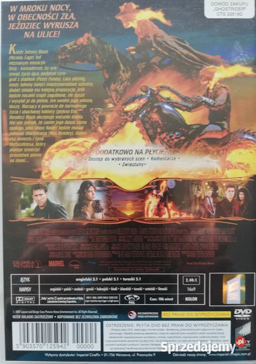 Ghost Rider DVD Nicolas Cage Eva Mendes lektor łódzkie Łódź
