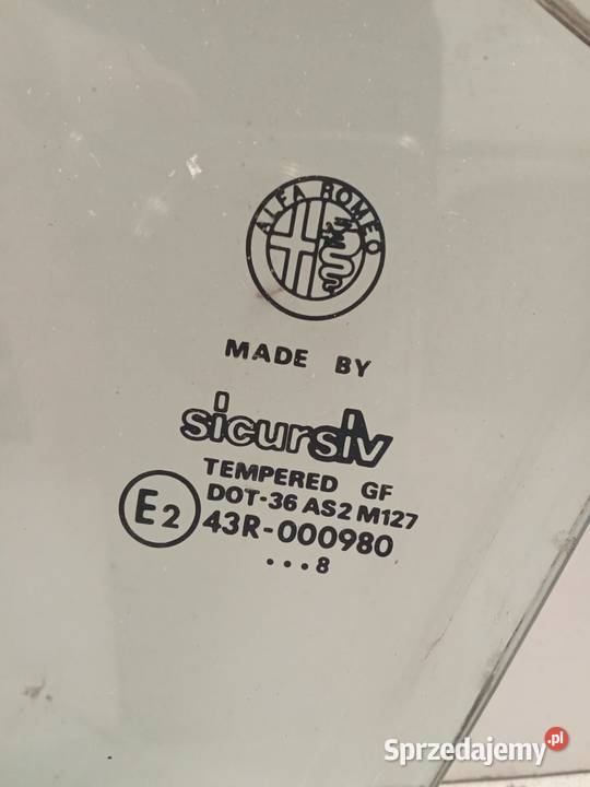 Szyba Drzwi Lewych Przednich Alfa Romeo 145 94 osobowe Bralin