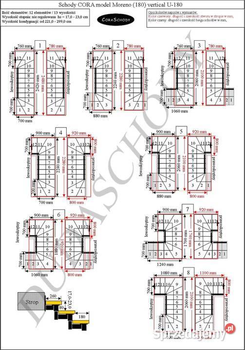 Schody metalowe CORA model Mix 200 vertical U180 wewnętrzne Kościan