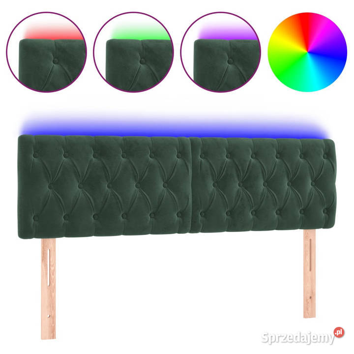 Zagłówek do łóżka z LED ciemnozielony 144x7x7888 mazowieckie Warszawa