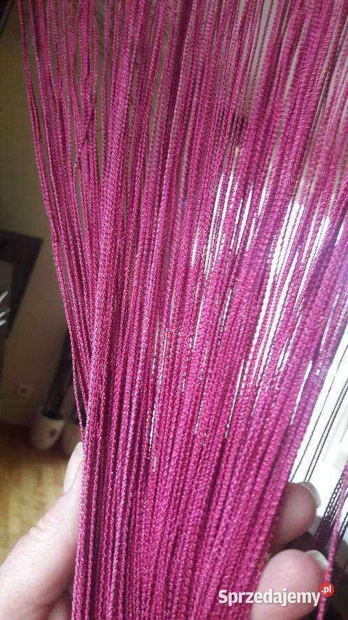 Firana makaron malina fuksja 290x160 nitki paski Radom