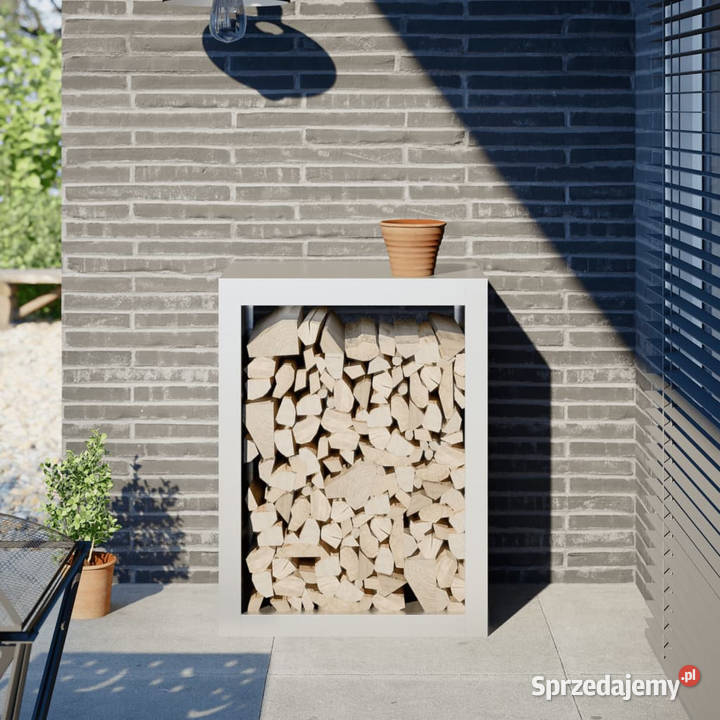 Stojak na drewno opałowe biały 60x40x80 stalowy mazowieckie Warszawa