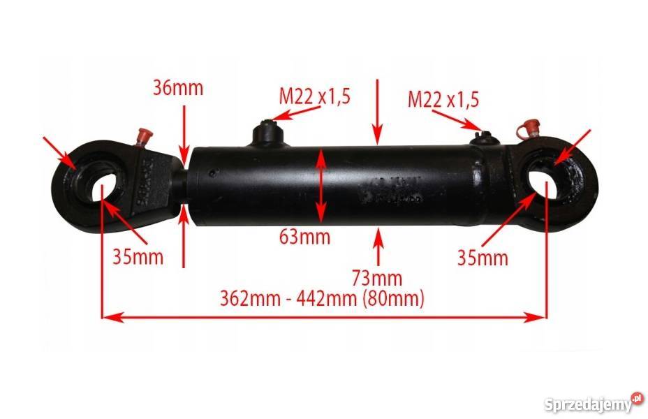 Siłownik Hydrauliczny 63x36 Skok 80 Mocowania Solec Kujawski sprzedam