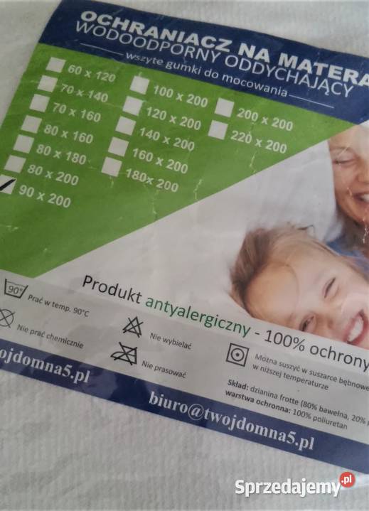 Ochraniacz na materac wodoodporny oddychający 90 zachodniopomorskie Koszalin sprzedam