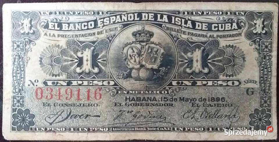 KUBA 1896 1 PESO RZADKI wysyłka pomorskie