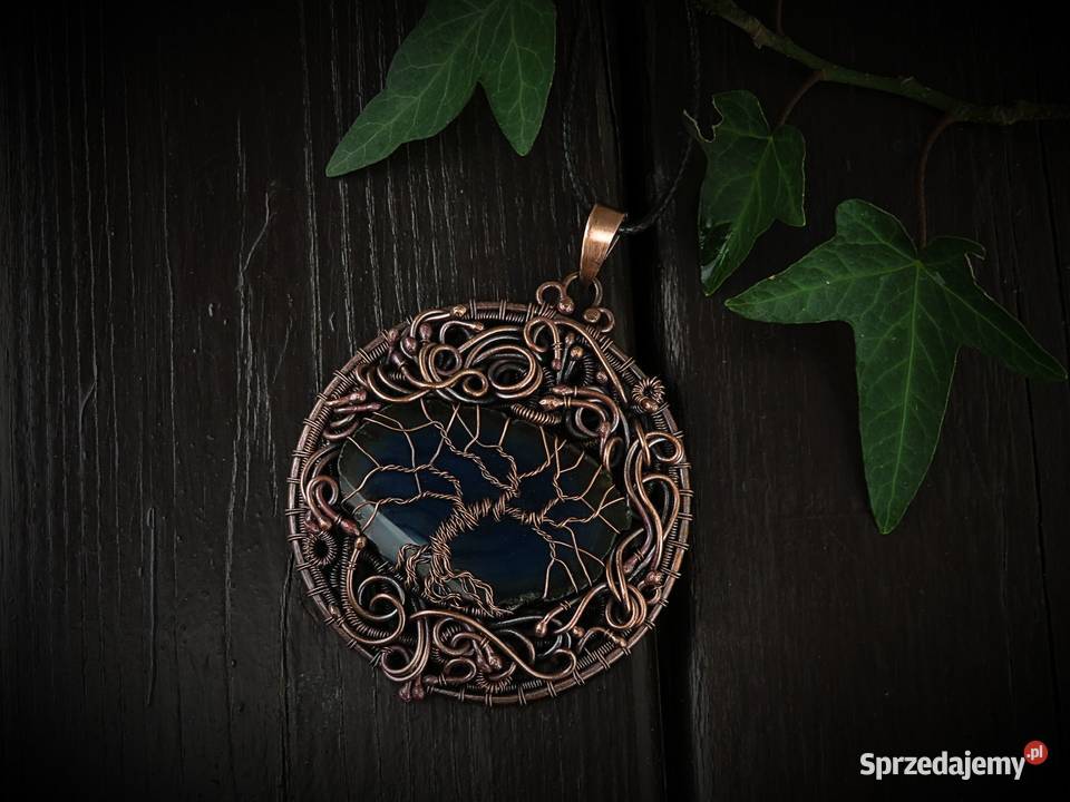 Medalion wisior drzewo życia agat rękodzieło Naszyjniki małopolskie Kraków