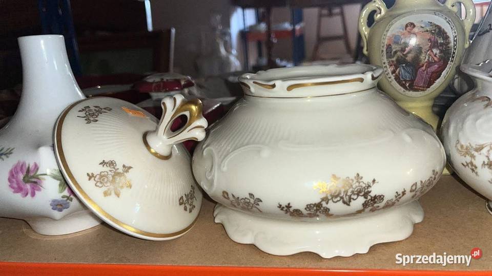 Puzderko Puzdro Szkatułka Syg Schirnding US Zone Porcelana i szkło