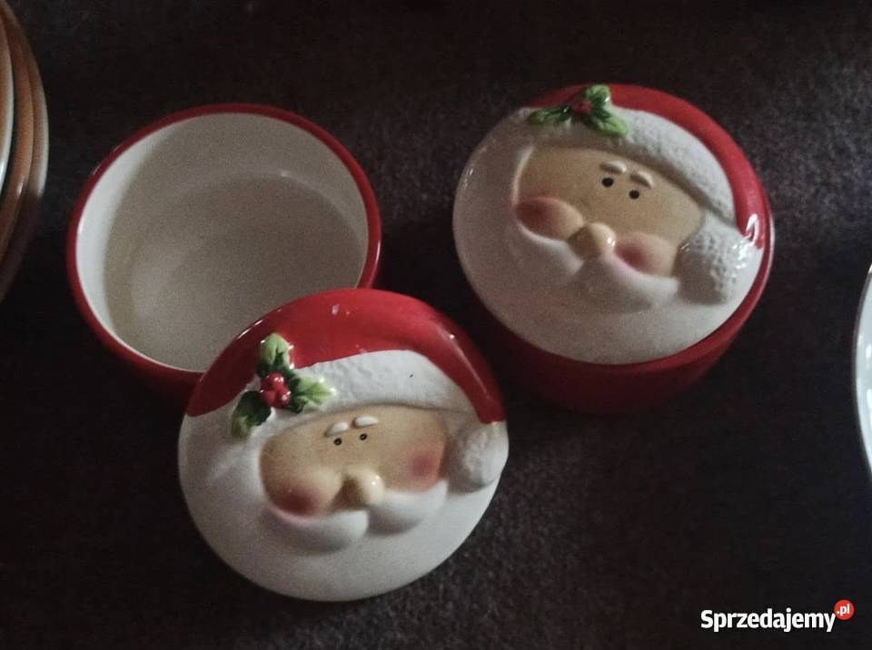 Pojemnik okrągły z pokrywką Na niej buźka Porcelana i szkło Gdańsk