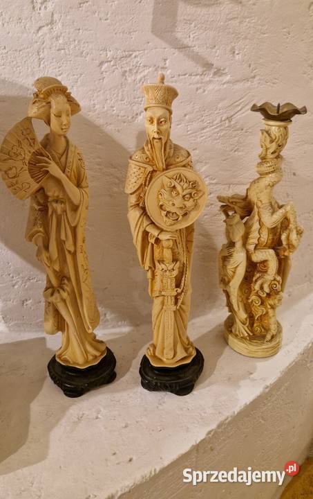Stary ŚWIECZNIK RZEŹBA FIGURA azjatycka vintage Lublin