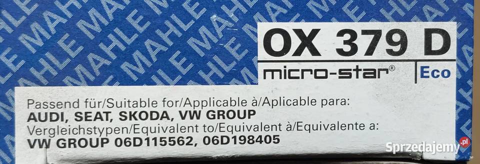 FILTR OLEJU MAHLE OX 379D VW AUDI SEAT SKODA 20 Mielęcin