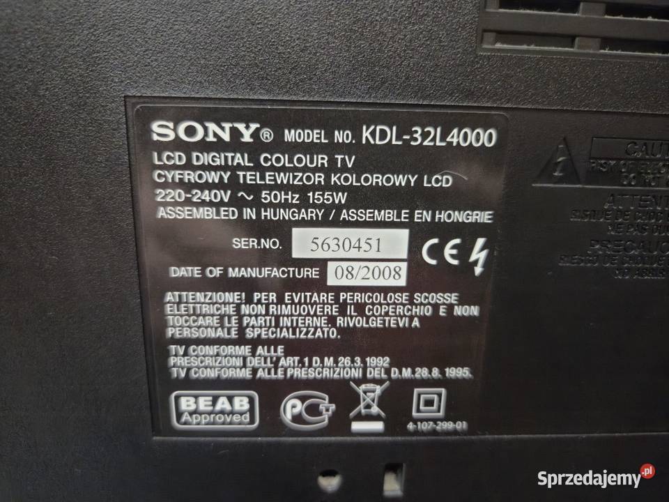 Telewizor Sony KDL32L4000 32cale śląskie