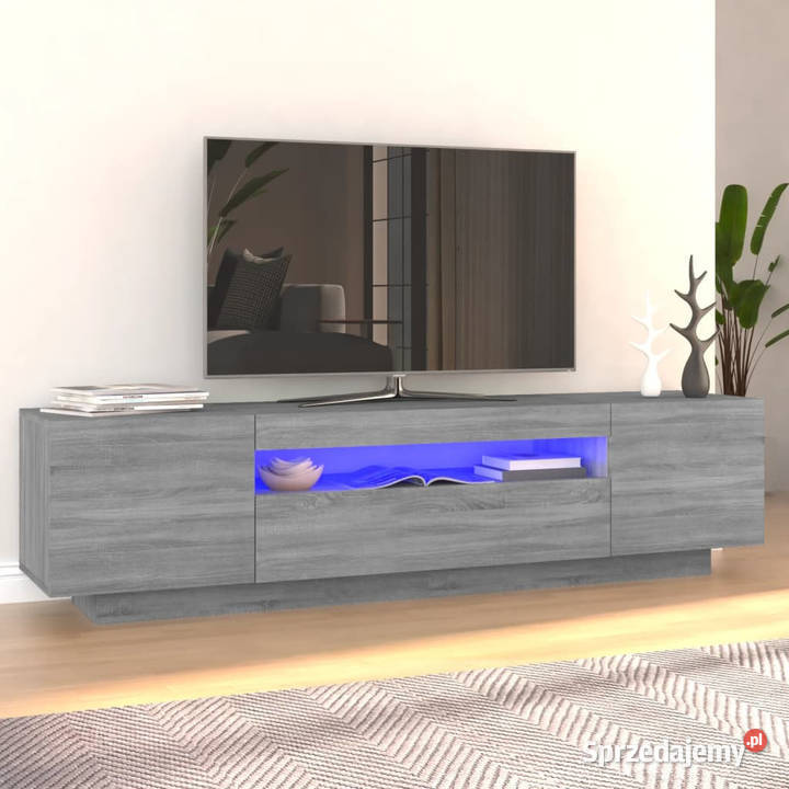 Szafka TV z oświetleniem LED szary dąb sonoma Warszawa