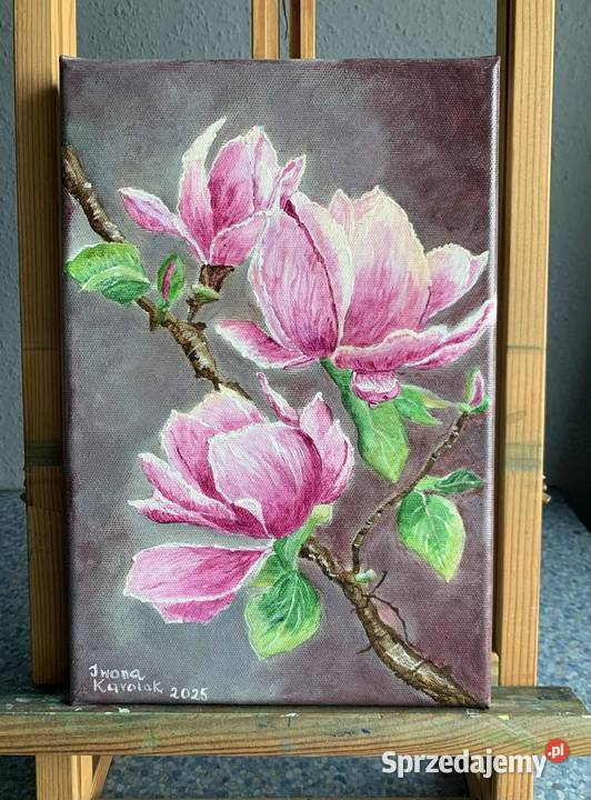 Obraz ręcznie malowany Gałąź magnolii Kalisz