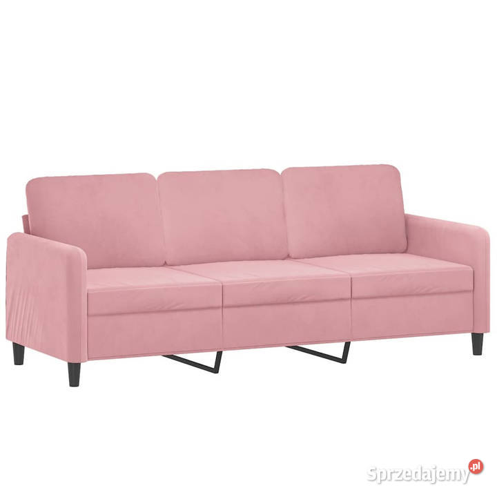 Sofa 3osobowa różowa 180 obita aksamitem Sofy i kanapy