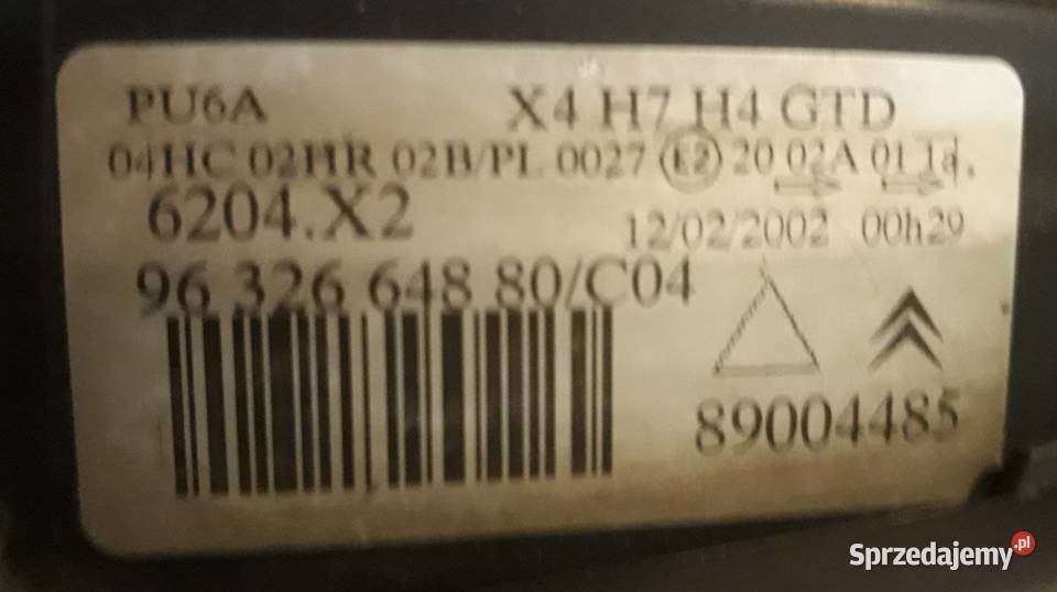 Lampa Przód Przednia Lewa z Citroen C5 kombi podlaskie Białystok