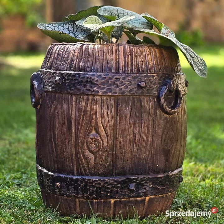 Betonowa beczka dekoracyjna donica imitacja Ostrowiec Świętokrzyski