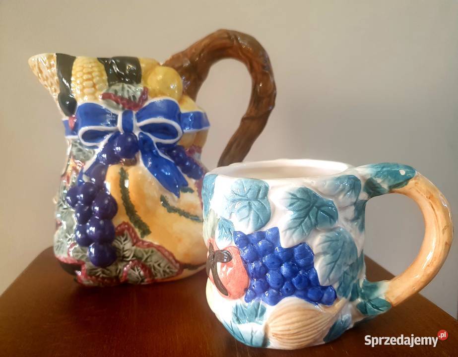 Dzbanek i kubek ręcznie zdobione buteleczki
