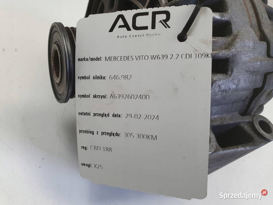 ALTERNATOR Mercedes Vito W639 22 CDI 200A lubelskie Rudka