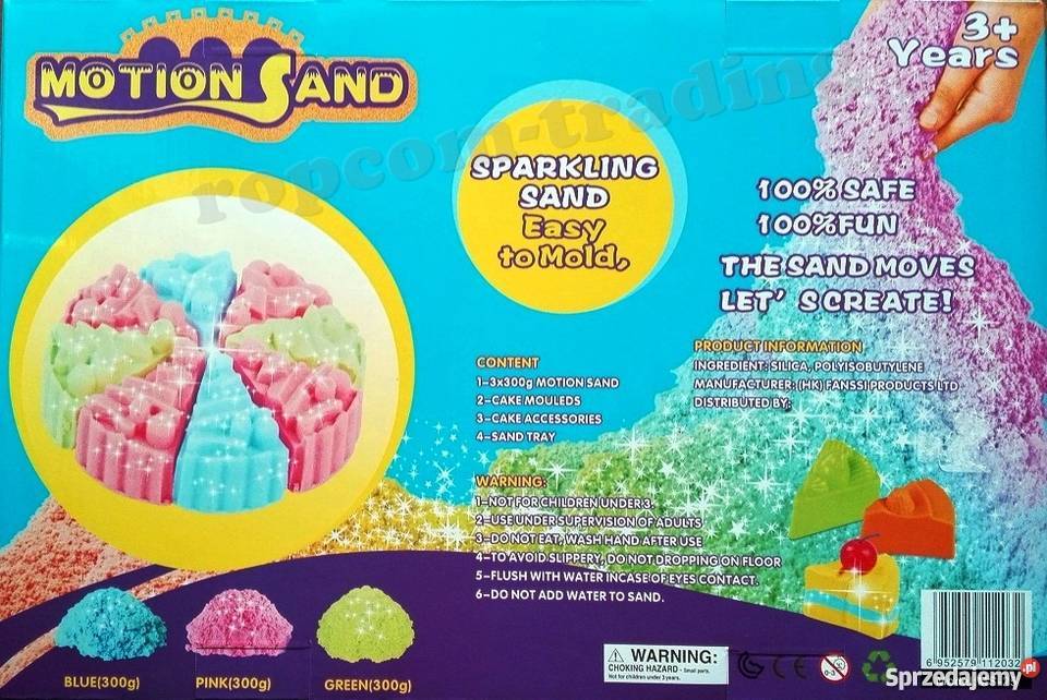 Piasek Piaskolina 3X300g Foremki Kucharz Plastik  Mogilany