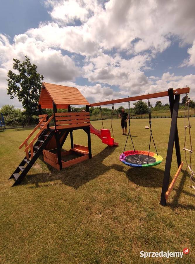 Drewniany plac zabaw domek wspinaczka montaż Częstochowa