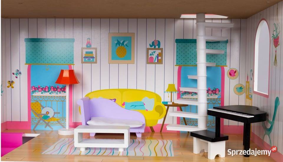 Drewniany domek lalek z ogrodem XXL