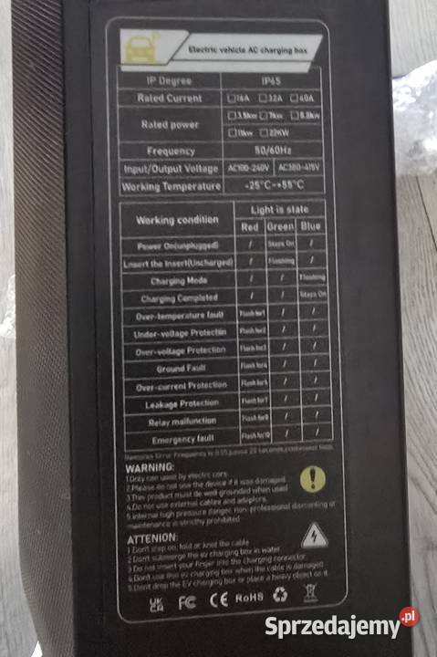 AFYEEV 32A Stacja ładująca EV 22KW 3fazowa Nowy Korczyn