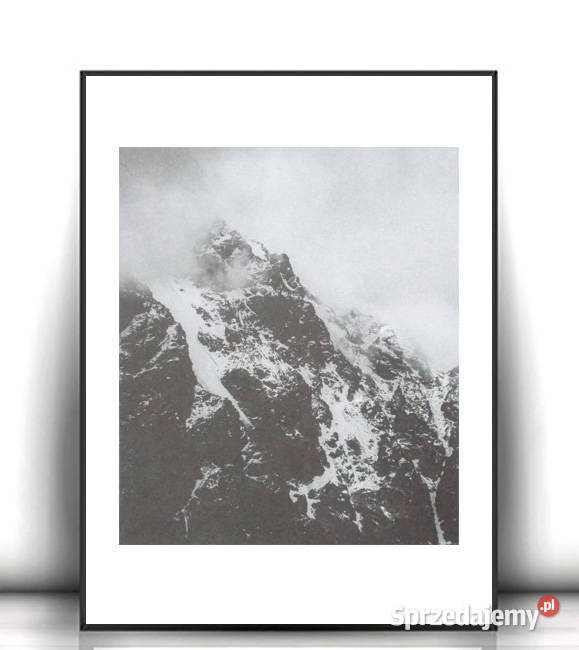 góry plakat A4 szary plakat z górami czarno Olsztyn