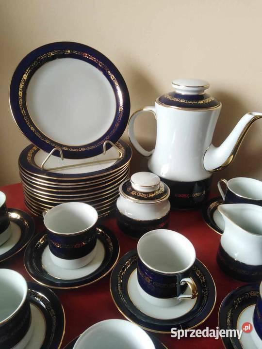 Serwis porcelanowy kobalt złocony 12 Wałbrzych
