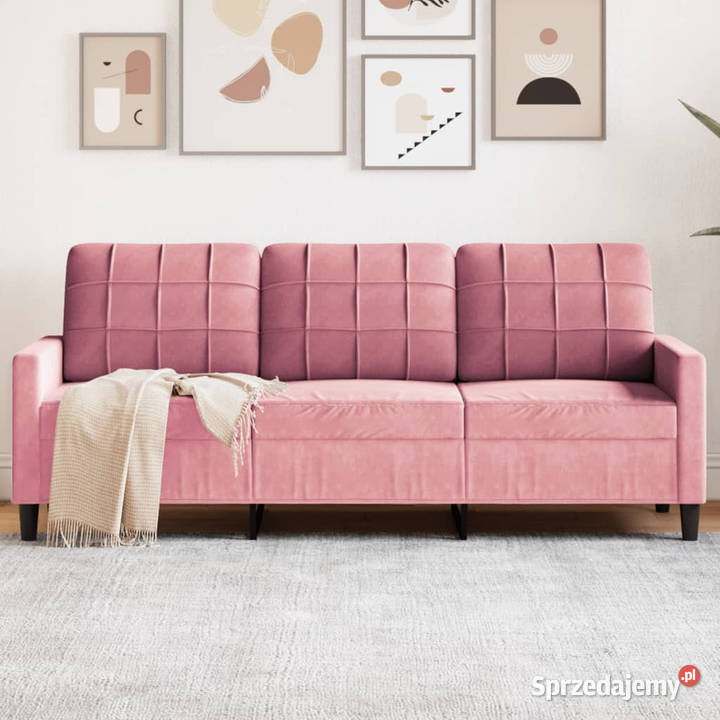Sofa 3osobowa różowa 180 obita aksamitem Warszawa